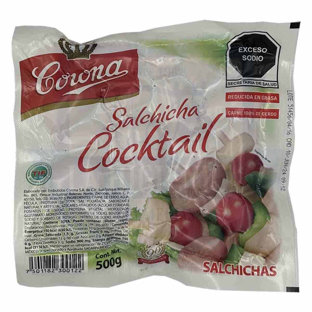 Salchicha cocktelera Corona de 500g.