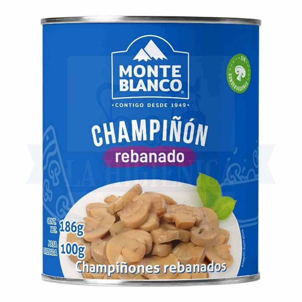 Champiñón rebanado monte blanco 186g.