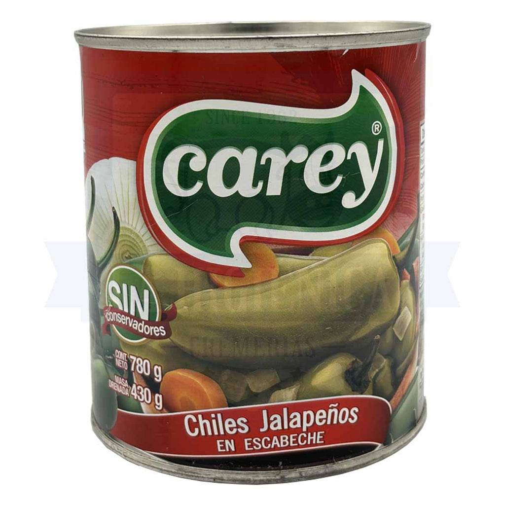 Lata de chiles enteros carey 780g.