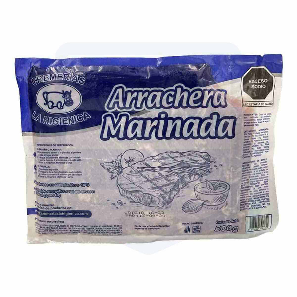 Carne arrachera marinada de 500g.