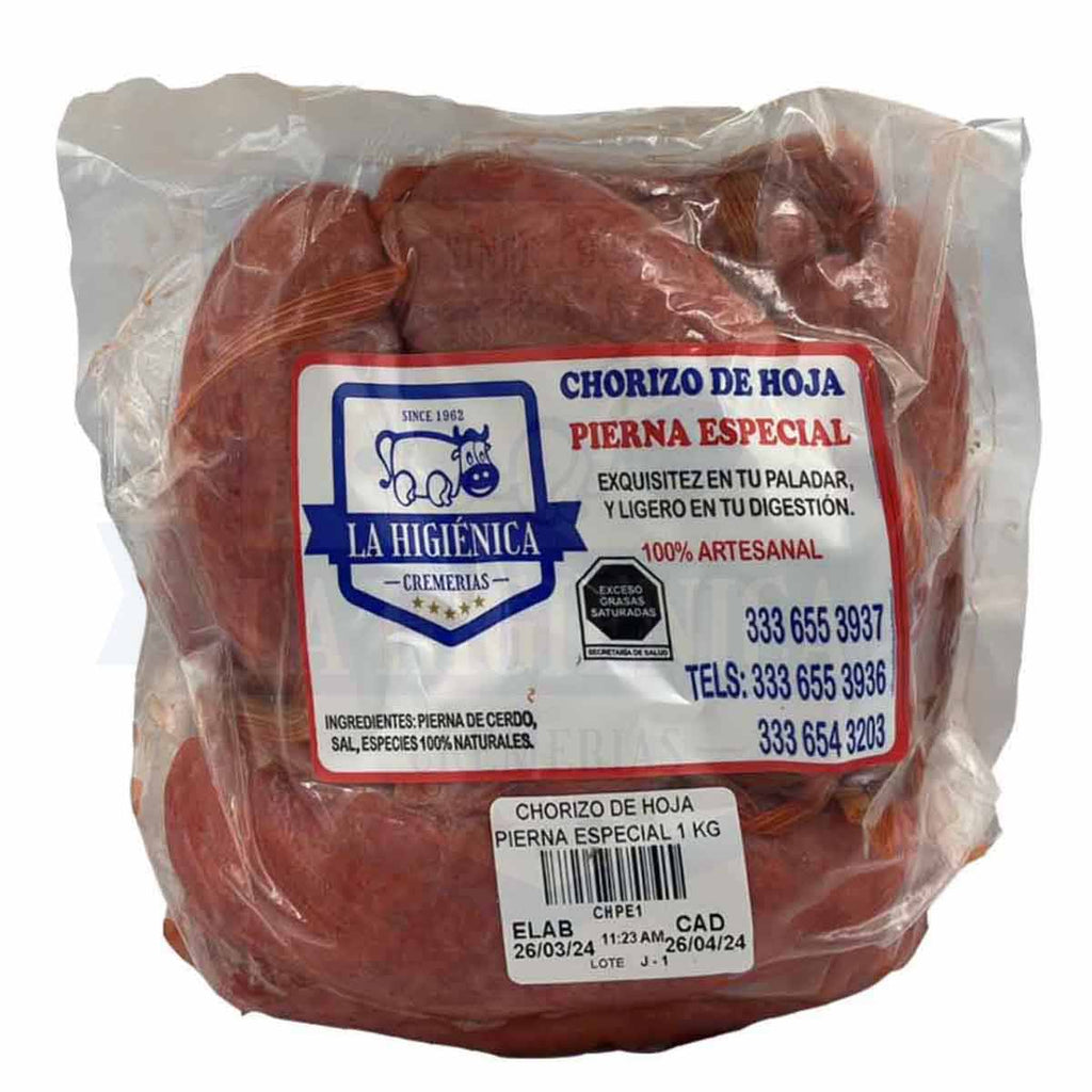 Chorizo De Pierna En Hoja.