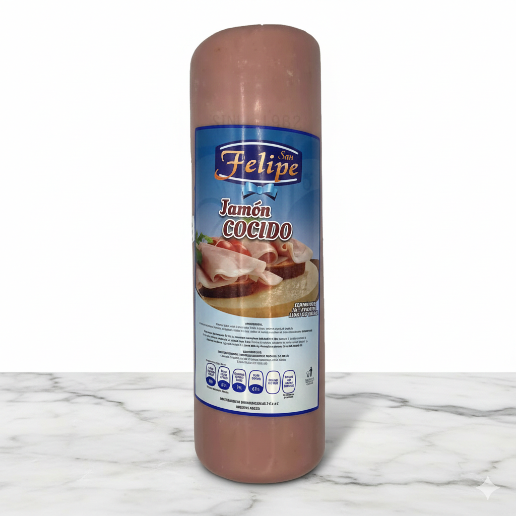 Jamón Cocido Redondo San Felipe Rebanado.