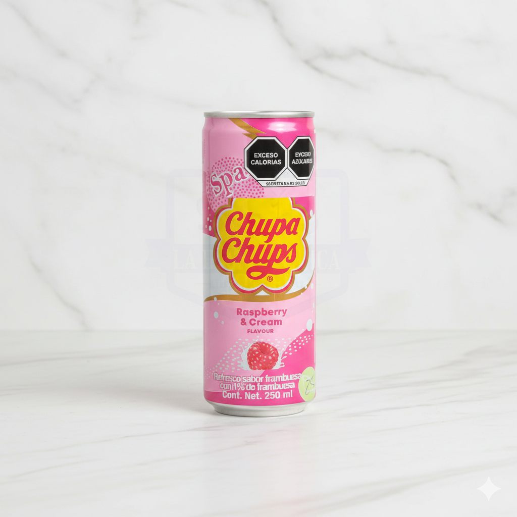 Soda Chupa Chups sabor Frambuesa.