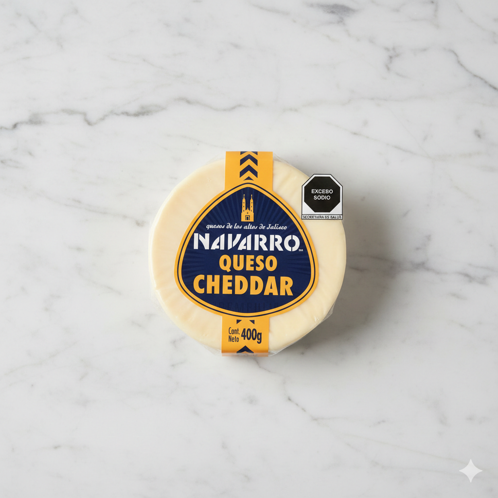 Queso cheddar Navarro de 400g.