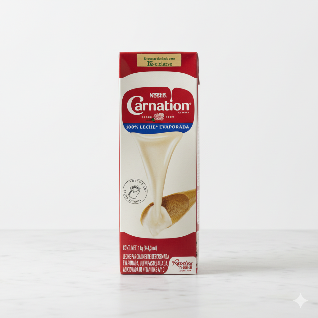 Leche evaporada Carnation.