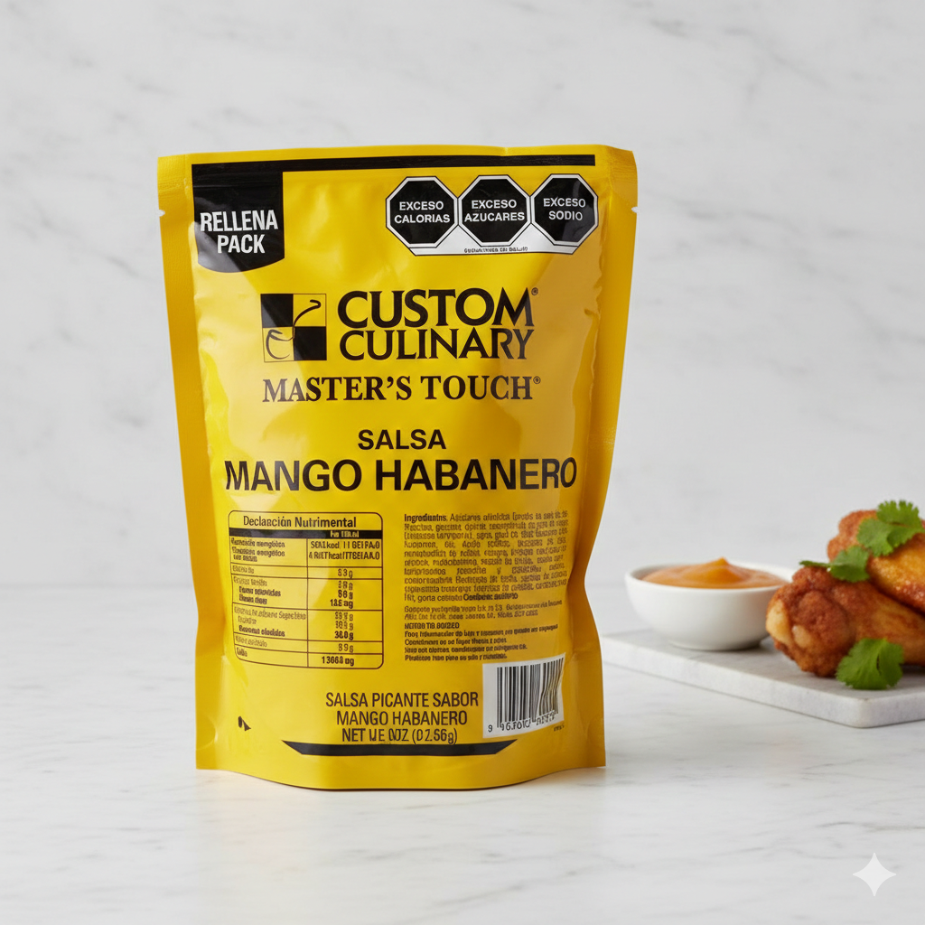 Salsa para alitas Mango Habanero Custom Culinary  Pouch de 2 kg