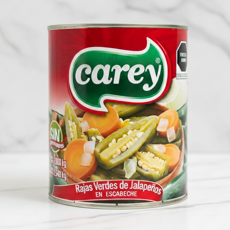 Lata de chiles en rajas carey 800g.